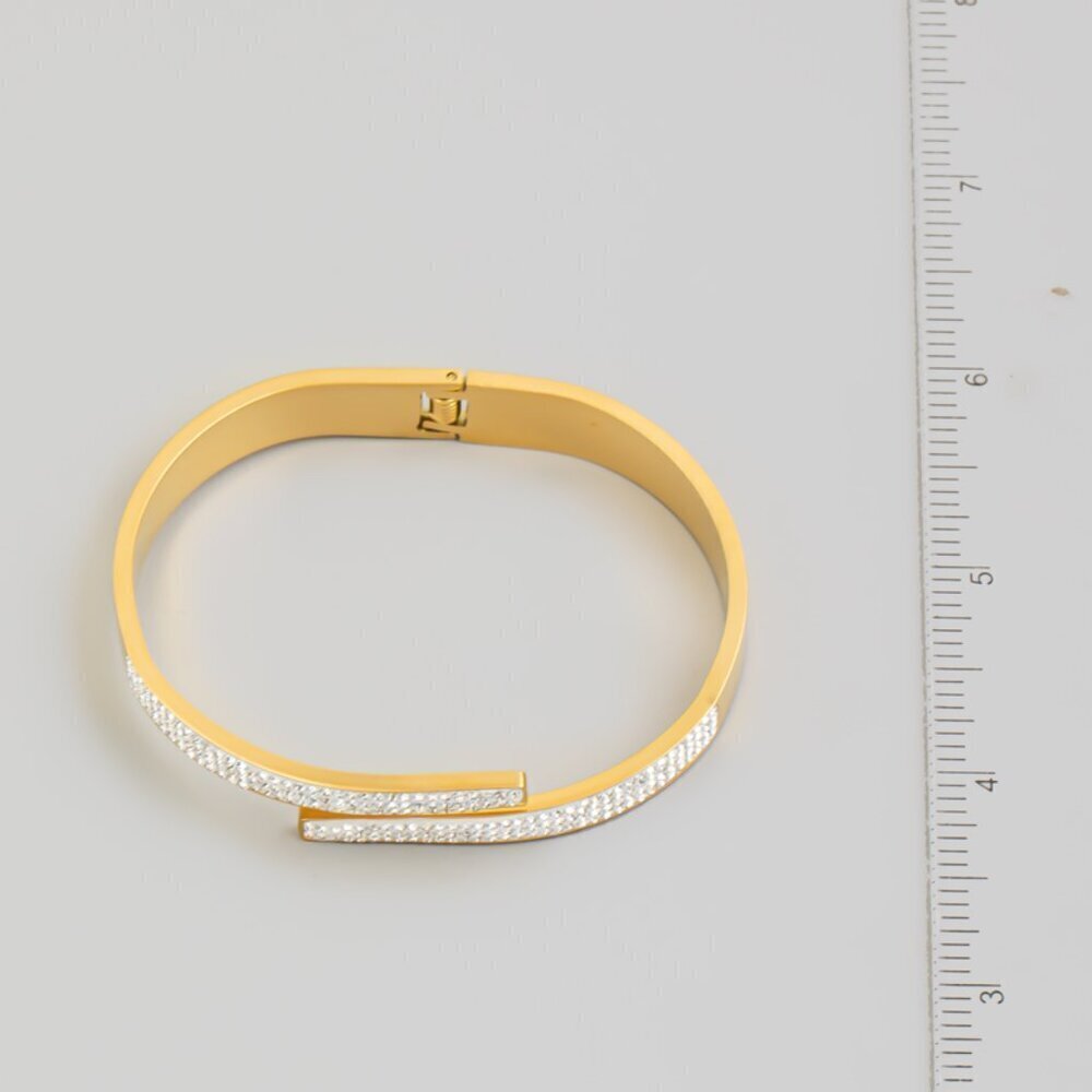 Pave Stainless Steel Hinged Stainless Steel Bracelet - Picture 2 of 3